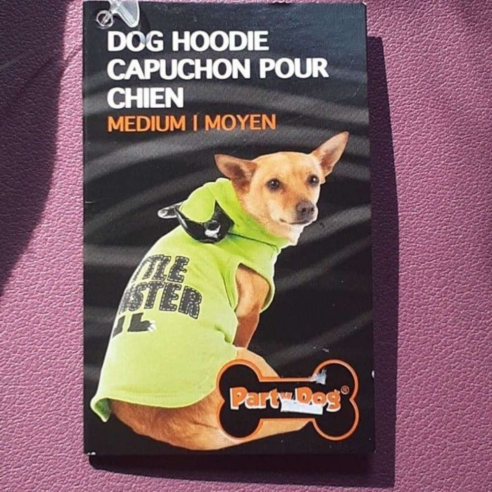 Pet Dog shirt Hoodie Costume Little Monster Green Horns Medium